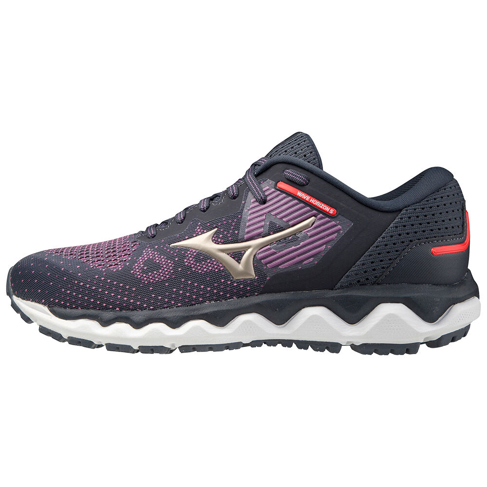 Zapatillas Running Mizuno Wave Horizon 5 Mujer Azul Marino/Moradas/Doradas España YXVK-92845